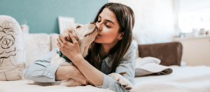 owner kissing dog