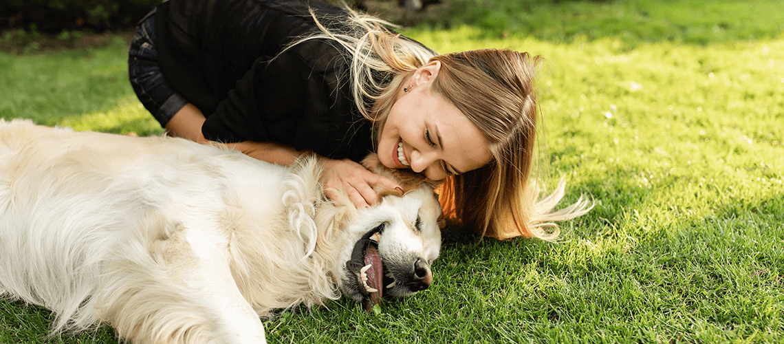 owner and happy dog